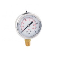 Stainless steel shell brass bottom connection glycerin filled pressure gauge