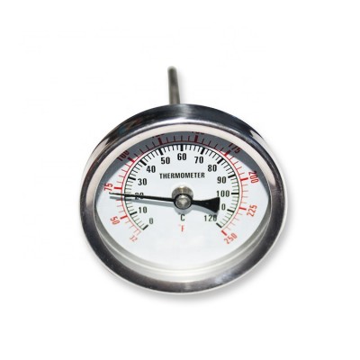 Stainless steel case bimetal thermometer with brass stem